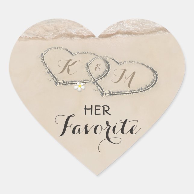 Tropical Beach Heart Shore Wedding | Her Favorite Sticker (Front)