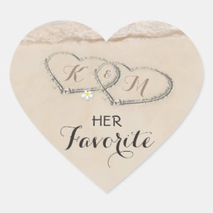 Tropical Beach Heart Shore Wedding   Her Favorite Sticker