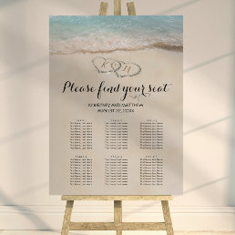 Tropical Beach Heart Wedding 6 Table Seating Chart Foam Board