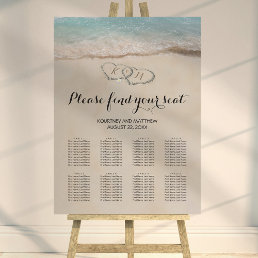 Tropical Beach Heart Wedding 8 Table Seating Chart Foam Board