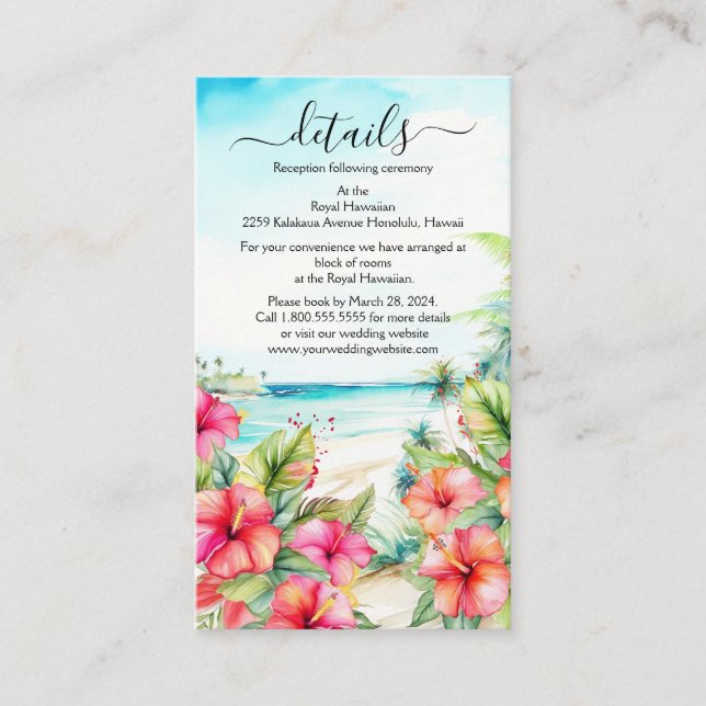 Tropical Beach Hibiscus Enclosure Card (Front)