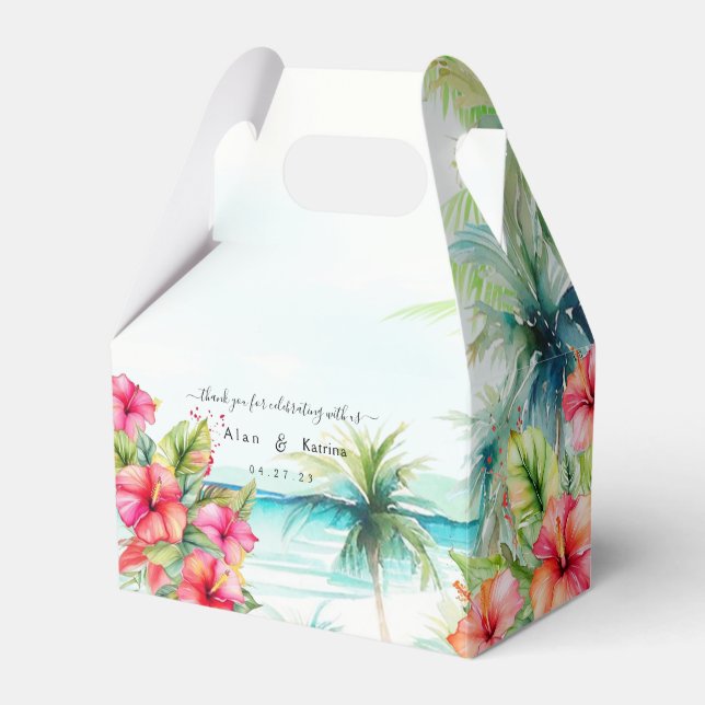 Tropical Beach Hibiscus Favor Box (Front Side)
