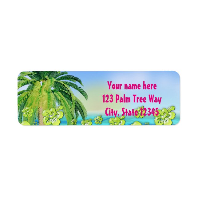 Tropical Beach Hibiscus Luau Address Label (Front)