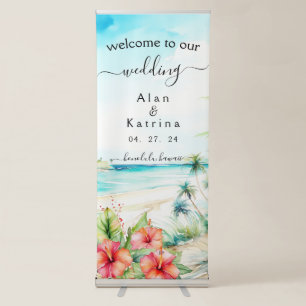 Tropical Beach Hibiscus Retractable Banner
