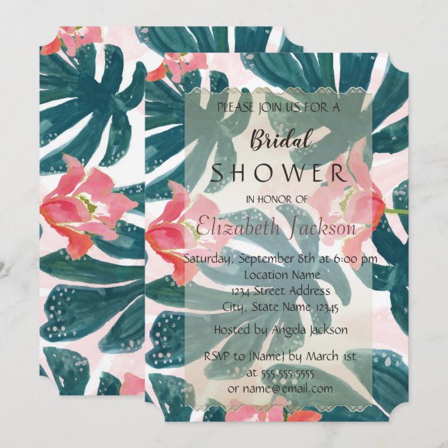 Tropical Beach Hibiskus  Bridal Shower Invitation (Front/Back)