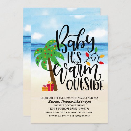 Tropical Beach Holiday Party Invitation