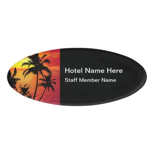 Tropical Beach Hotel Scenic Staff Name Tag