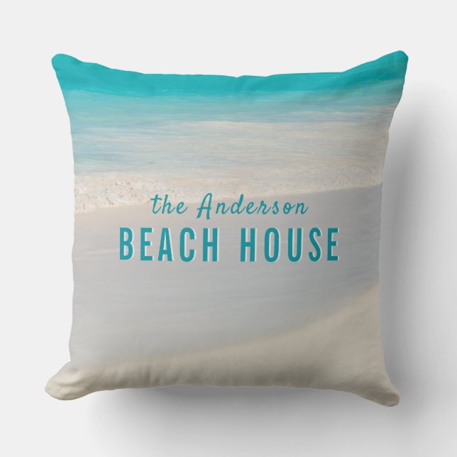 Tropical "Beach House" Custom Throw Pillow (Front)