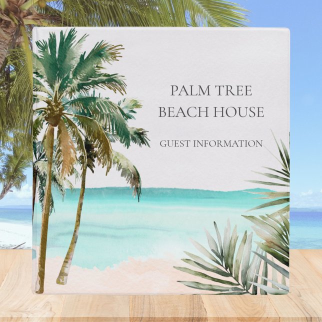 Tropical Beach House Modern Guest Information 3 Ring Binder (In situ)