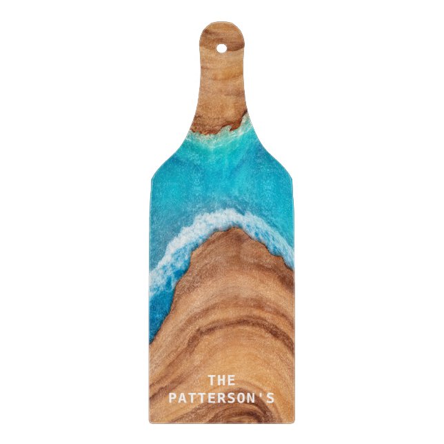 Tropical Beach House Personalized Name Gift Cutting Board (Front)