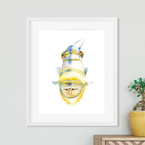 Tropical Beach House Watercolor Art Poster