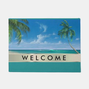 Tropical Beach House Welcome Doormat by semas87 at Zazzle