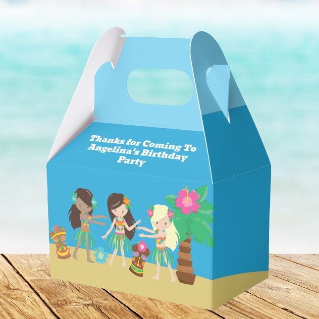 Tropical Beach Hula Dancing Luau Birthday Party Favor Boxes (Creator Uploaded)