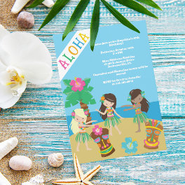 Tropical Beach Hula Dancing Luau Birthday Party Invitation