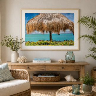 Tropical Beach Hut Wall Art Coastal Decor