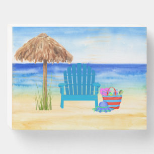 Tropical Beach Hut Wood Box Sign