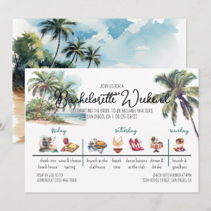 Tropical Beach I Bachelorette Weekend Itinerary Invitation