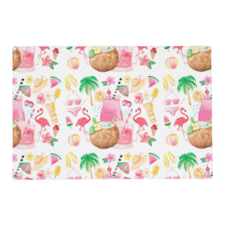 Tropical Beach Illustrations Laminated Placemat