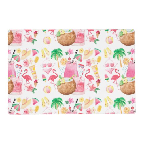 Tropical Beach Illustrations Laminated Placemat