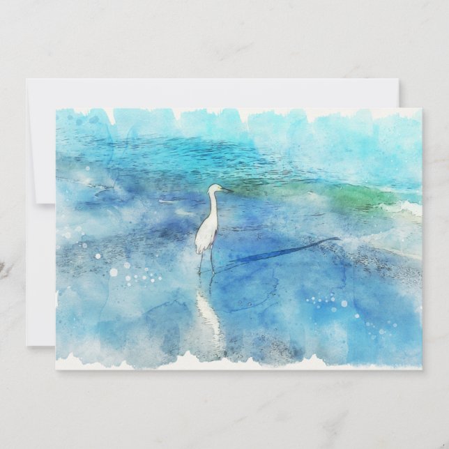 Tropical Beach in Teal Aqua Turquoise Blue Card (Front)