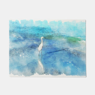 Tropical Beach in Teal Aqua Turquoise Blue Doormat