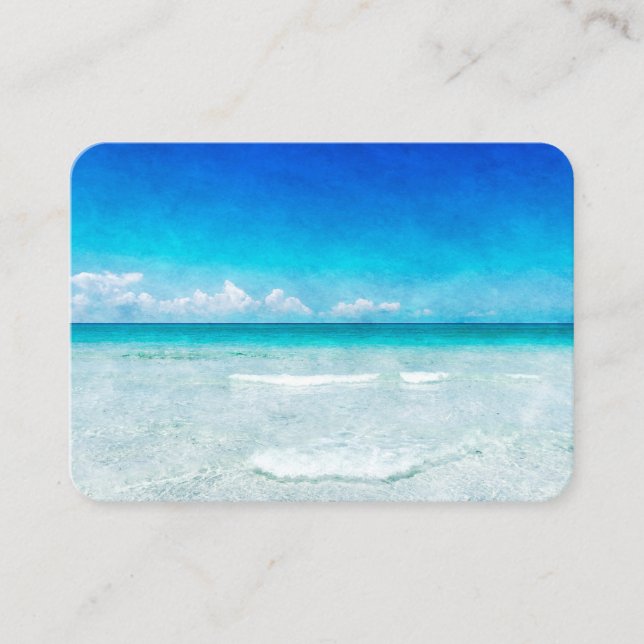Tropical Beach in Teal Aqua Turquoise Blue Florida Business Card (Front)