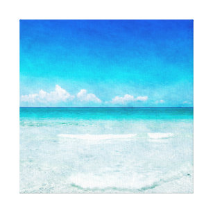 Tropical Beach in Teal Aqua Turquoise Blue Florida Canvas Print