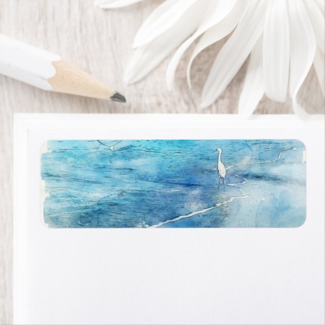 Tropical Beach in Teal Aqua Turquoise Blue Label (Insitu)