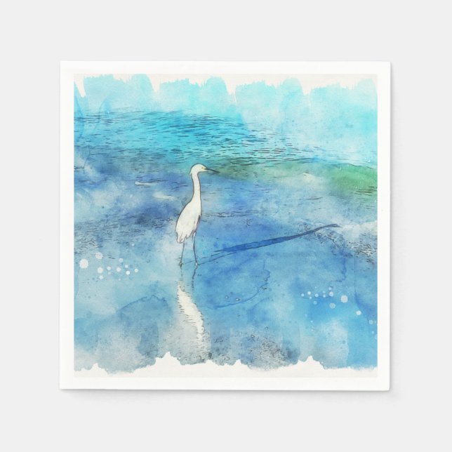 Tropical Beach in Teal Aqua Turquoise Blue Napkins (Front)