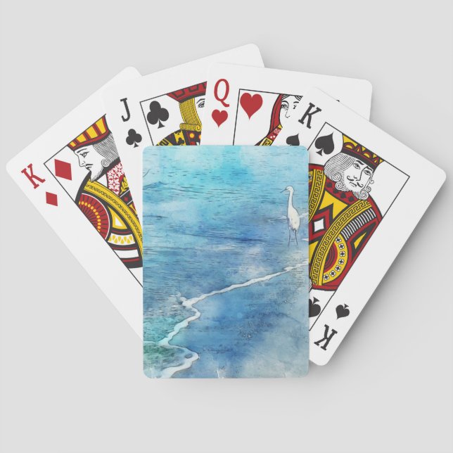Tropical Beach in Teal Aqua Turquoise Blue Poker Cards (Back)