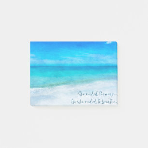 Tropical Beach in Teal Aqua Turquoise Blue Quote P Post-it Notes