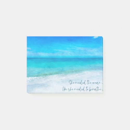 Tropical Beach in Teal Aqua Turquoise Blue Quote P Post_it Notes