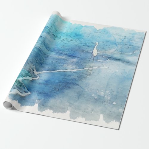 Tropical Beach in Teal Aqua Turquoise Blue Wrapping Paper
