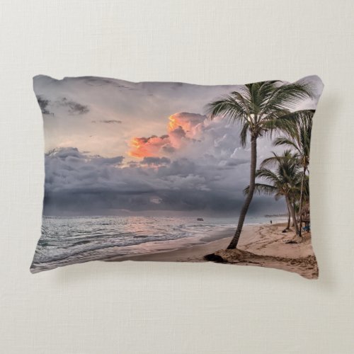 Tropical beach in the Caribbean Decorative Pillow