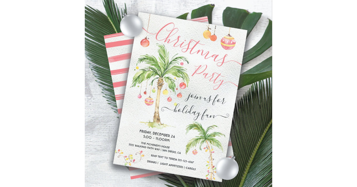 Tropical Beach Island Christmas Party Invitation | Zazzle