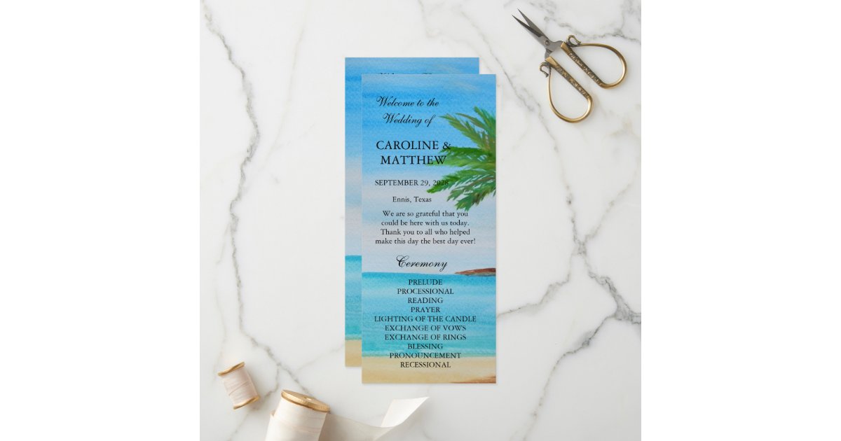 Tropical Beach Island Destination Wedding Program | Zazzle