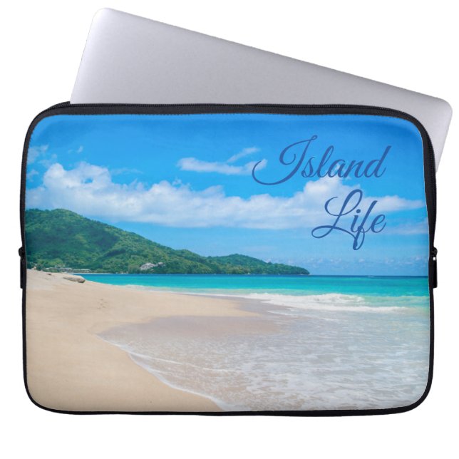 Tropical Beach Island Life Laptop Sleeve (Front)