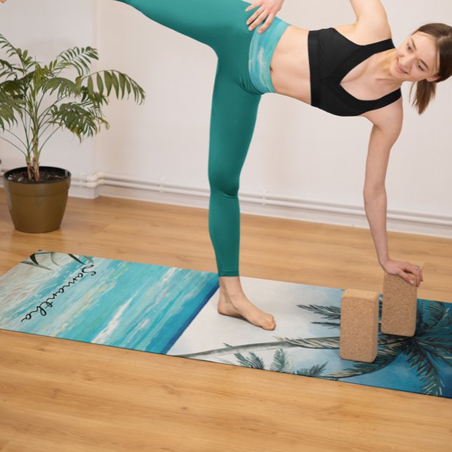 Tropical Beach Island Ocean Landscape name Yoga Mat (Creator Uploaded)