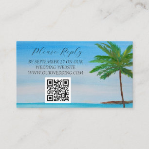 Tropical Beach Island Palm Trees Wedding Enclosure Card