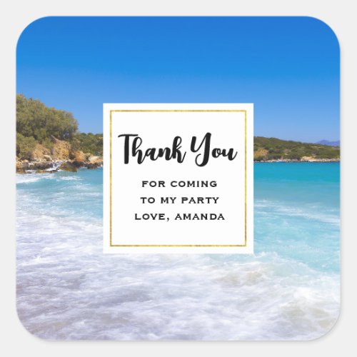 Tropical Beach Island Paradise Party Thank You Square Sticker