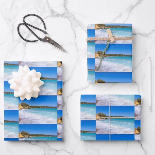 Tropical Beach Island Paradise Photo Pattern Wrapping Paper Sheets