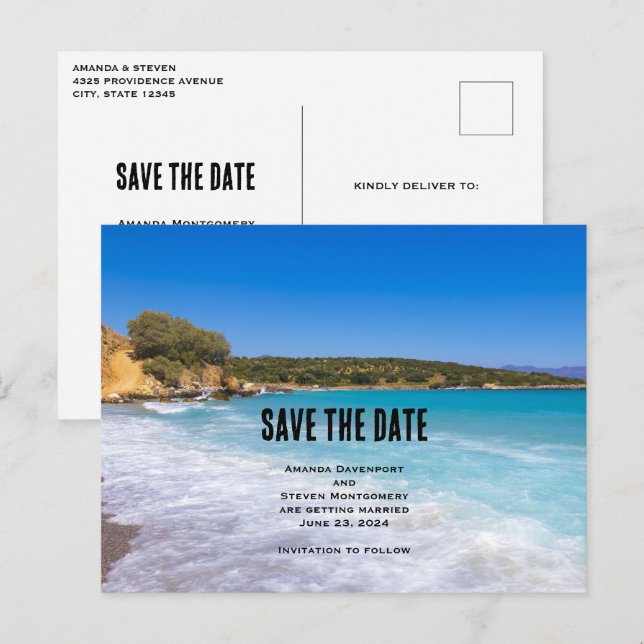 Tropical Beach Island Paradise Save the Date Invitation Postcard (Front/Back)