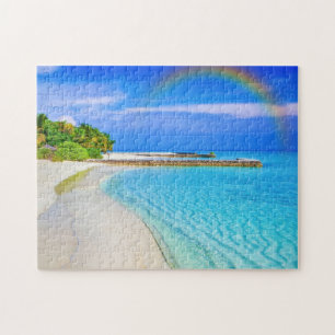 Tropical Beach Island Rainbow Ocean Jigsaw Puzzle