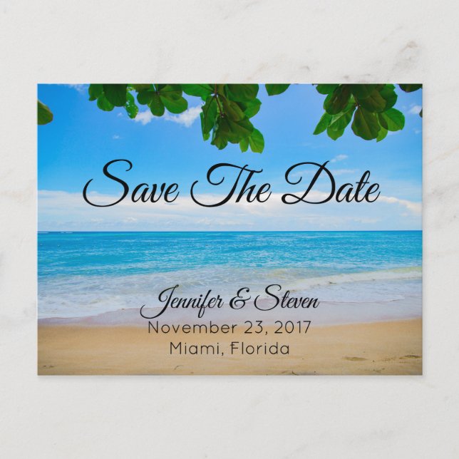 Tropical Beach Island Wedding Save The Date Announcement Postcard (Front)