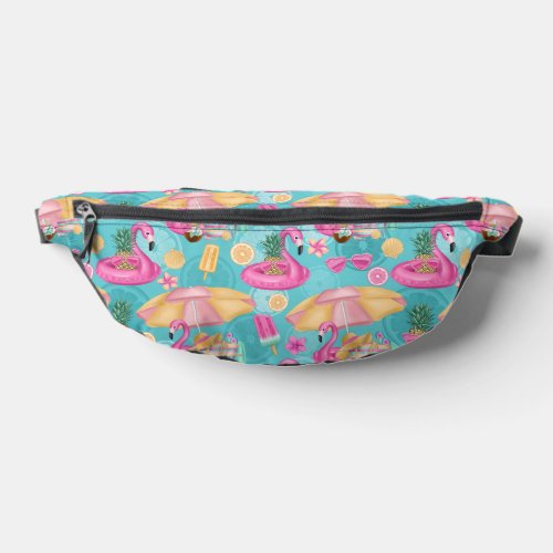 Tropical Beach Items Pink Flamingo Pattern Fanny Pack