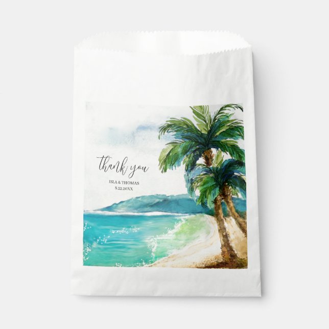 Tropical Beach Lagoon | Palm Paradise Wedding  Favor Bag (Front)