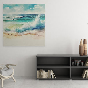 Tropical Beach Landscape Background Faux Canvas Print