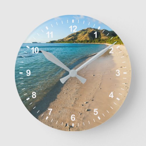 Tropical Beach Landscape Fiji Round Clock