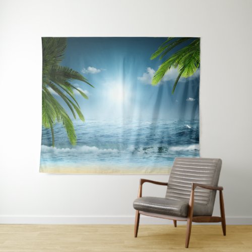 Tropical Beach Large Wall Tapestry