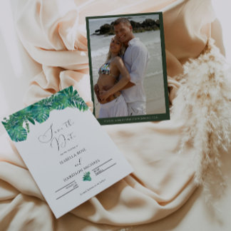TROPICAL Beach leaf Save the Date Invitation
